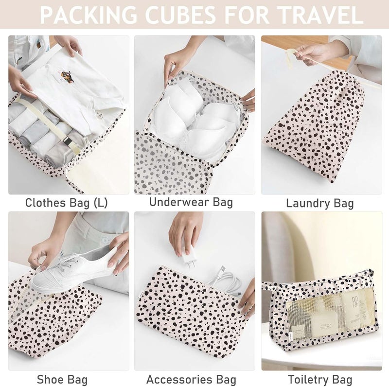 KPX 8 Set Packing Cubes for Travel, Luggage Packing Organizers Accessories Large Toiletries Bag for Clothes Shoes Cosmetics (Leopard) - Image 4